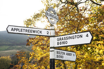 road sign in the Yorkshire Dales near Grassington