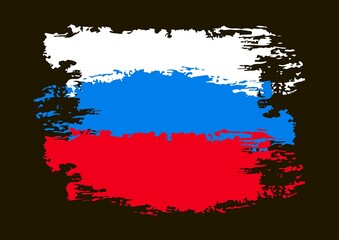 The flag of Russia is painted with paint. Paint, stain, blot