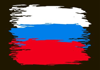 The flag of Russia is painted with paint. Paint, stain, blot