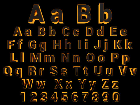 Digital web alphabet for your project. 3D Render of the alphabet