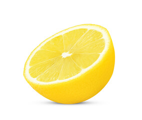 Half of fresh lemon isolated on white background.