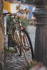 Old bicycle in traditional Portuguese village
