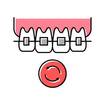 Lingual Tooth Braces Color Icon Vector Illustration