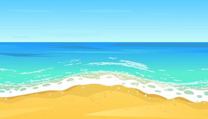 Tropical blue sea and a sand beach vector background. Summer and holiday concept vector.