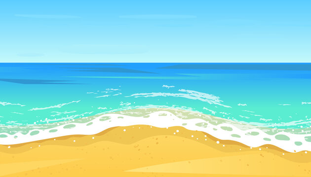 Tropical blue sea and a sand beach vector background. Summer and holiday concept vector.