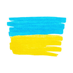 Painted flag of Ukraine. Ukrainian colors. Abstract vivid yellow blue textured background.