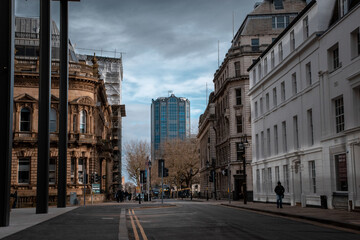 a view of Colmore row in Birmingham city centre - obrazy, fototapety, plakaty