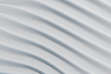 White flowing abstract architectural pattern. Wavy technology texture, futuristic background design. Fabric waves and curved lines. 3d rendering
