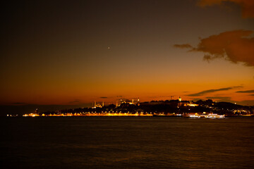 Fototapeta premium Istanbul at dusk. Istanbul background photo from Salacak