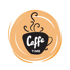 Coffee lettering, icon, sticker