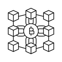 blockchain finance technology line icon vector illustration