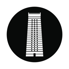 Murudeshwar temple Vector icon. Murudeshwar (Lord Shiva) temple icon in Black and white color.