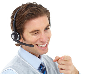 Theres nothing you can tell me about great service... I know it all. A young man wearing a headset...