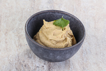Traditional Jewish Hummus with olive oil