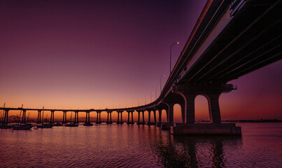 Coronado Bay Bridge - sunrise in San Diego California, USA.