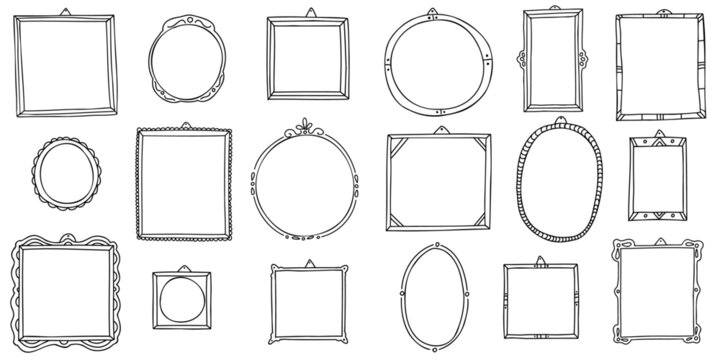 a set of hand-drawn frames in doodle style