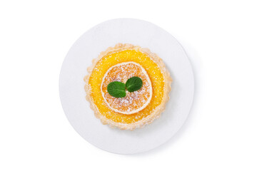 Traditional french lemon tart, top view