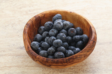 Sweet ripe blueberry heap in the bowl