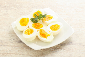 Boiled chicken egg for breakfast
