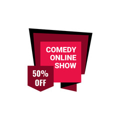 Comedy online show, live concert template emblem