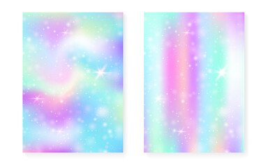 Magic background with princess rainbow gradient. Kawaii unicorn