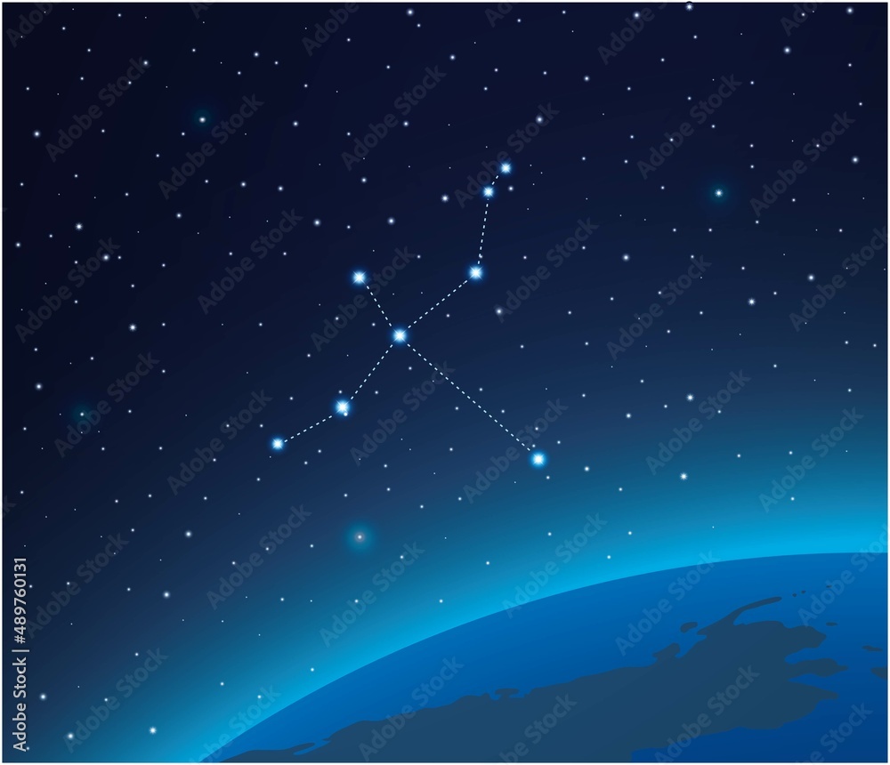 Wall mural constellation cygnus with planet in deep space