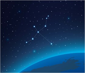 Fototapeta na wymiar Constellation Cygnus with planet in deep space 