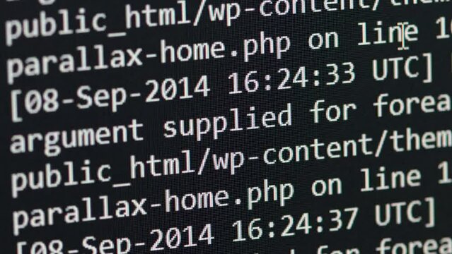Server log 2014 activity scrolling on monitor. Server admin scroll access in worpdess website. Looking for information about data breach in a web server