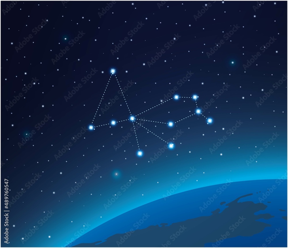 Canvas Prints constellation pavo with planet in deep space