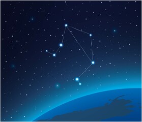 Constellation Libra with planet in deep space