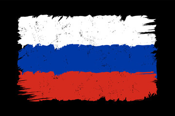 Vector vintage Russian flag. Vector icon of flag of Russia in grunge style.
