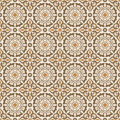 Seamless ornamental damask pattern with stylized tulips in Ottoman kaftan style.