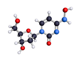 Hydroxycytidine is an antiviral ribonucleoside and an analog of cytidine. Hydroxycytidine is the bioactive form of molnupiravir. (C = black, H = white, N = blue, O = red)