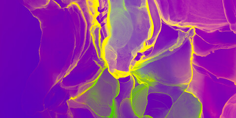 Neon Alcohol Ink. Web concept. Yellow Indonesian