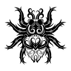 Zentangle stylized spider. Animals. Black and white hand drawn doodle. Ethnic patterned vector illustration. African, indian, totem tatoo design. Sketch for avatar, tattoo, poster