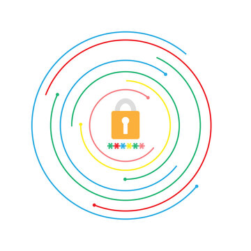 vector illustration cloud computing concept on security, database on cloud platform, information connecting, database cyber security