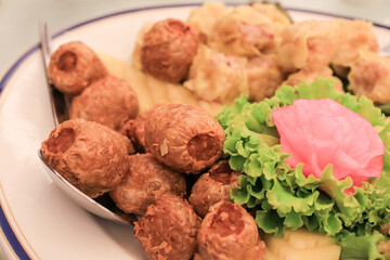 Deep Fried Crab meat roll, Hoi Jo, Crab meat. Traditional local Chinese food for appetizer.