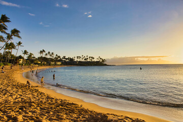 Napili Bay in the golden light just before sunset.