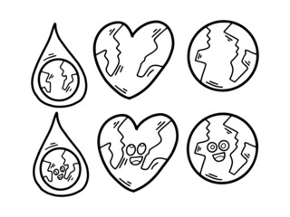 Collection Doodle Illustration of Planet Earth