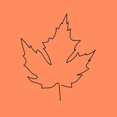 illustration of a autumn leaf one line art