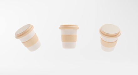 set of coffee cups isolated on a white background. 3d illustration