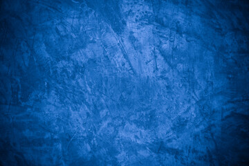 Old wall pattern texture cement blue dark abstract  blue color design are light with black gradient background.