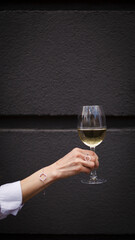 person holding a glass of wine