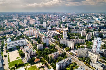 Foto op Canvas Aerial view of the National Technical University of Ukraine, also known as Igor Sikorsky Kyiv Polytechnic Institute. Kiev, Ukraine © Leonid Andronov