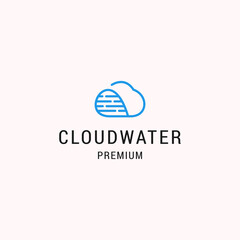 Cloud water logo icon flat design template