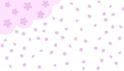 満開の桜の花と舞い散る桜の花びら－桜吹雪－花吹雪
