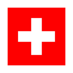 Obraz premium First aid flat vector icon. Emergency care concept concept for medical template element. White cross on red background symbol.