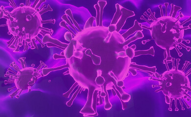 corona virus attacks lungs.3d rendering
