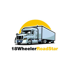 18 Wheeler road star ready made logo template. Best for trucking and freight related industry logo