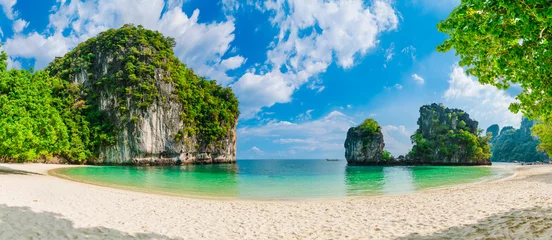  Breed panorama natuur uitzicht schilderachtig landschap Ko Hong eiland strand Krabi, attractie beroemde bezienswaardigheid toeristische reizen Phuket Thailand strand zomervakantie vakantie reis, mooie bestemming plaats Azië © day2505